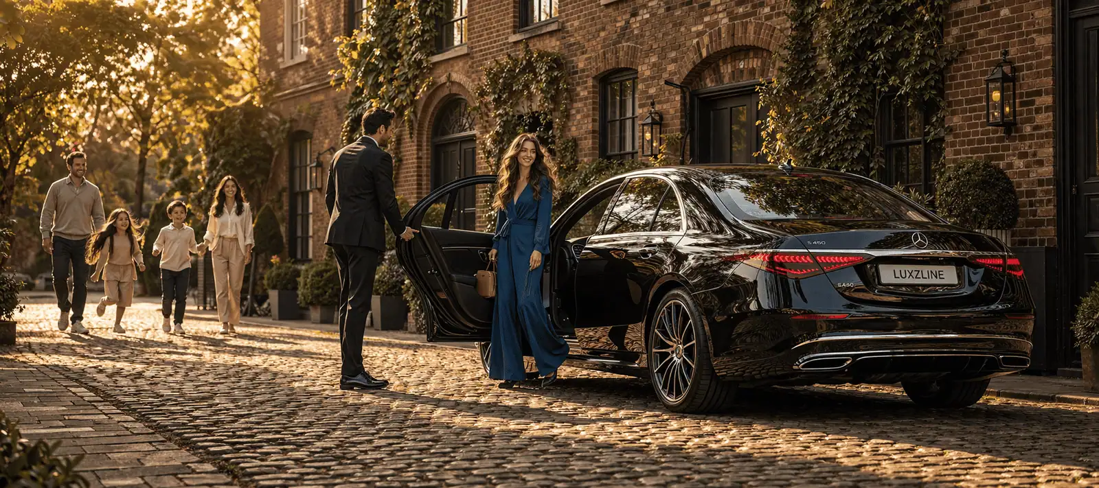 Luxzline chauffeur and black Mercedes for Manchester Airport transfers