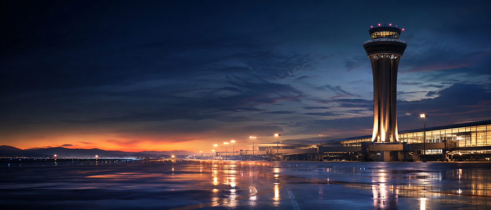 Airport terminal and control tower